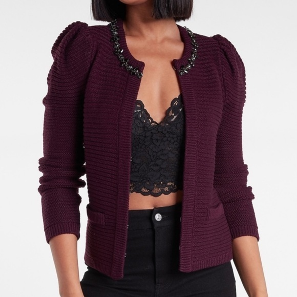 EXPRESS‎ JEWEL NECK SWEATER JACKET